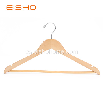 EISHO Perchas planas de madera natural con barra